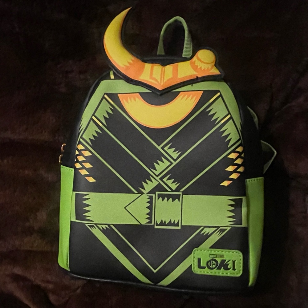 Loki Themed Green and Black mini Backpack